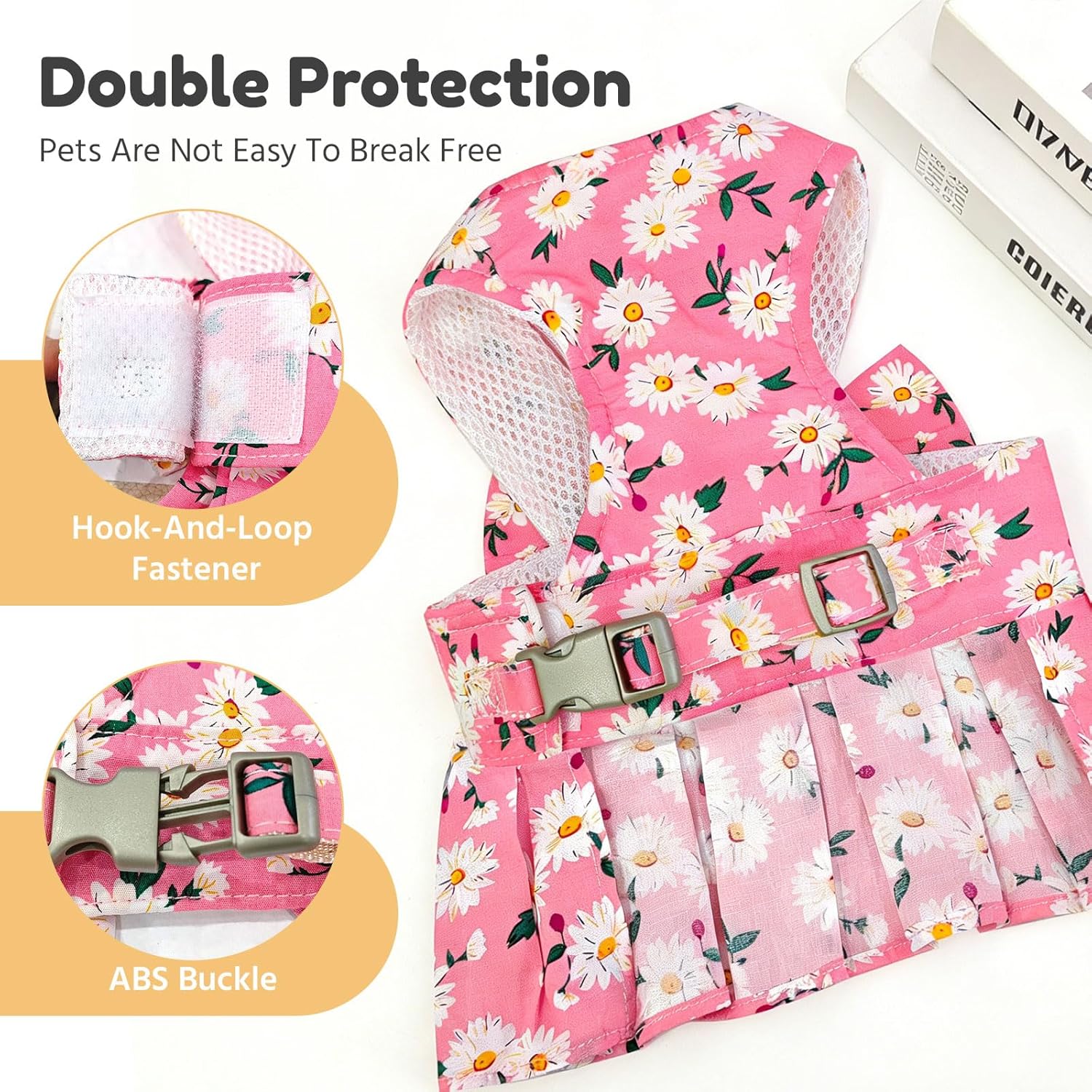 BAEJMJK small dog escape proof vest harness back view with metal D ring