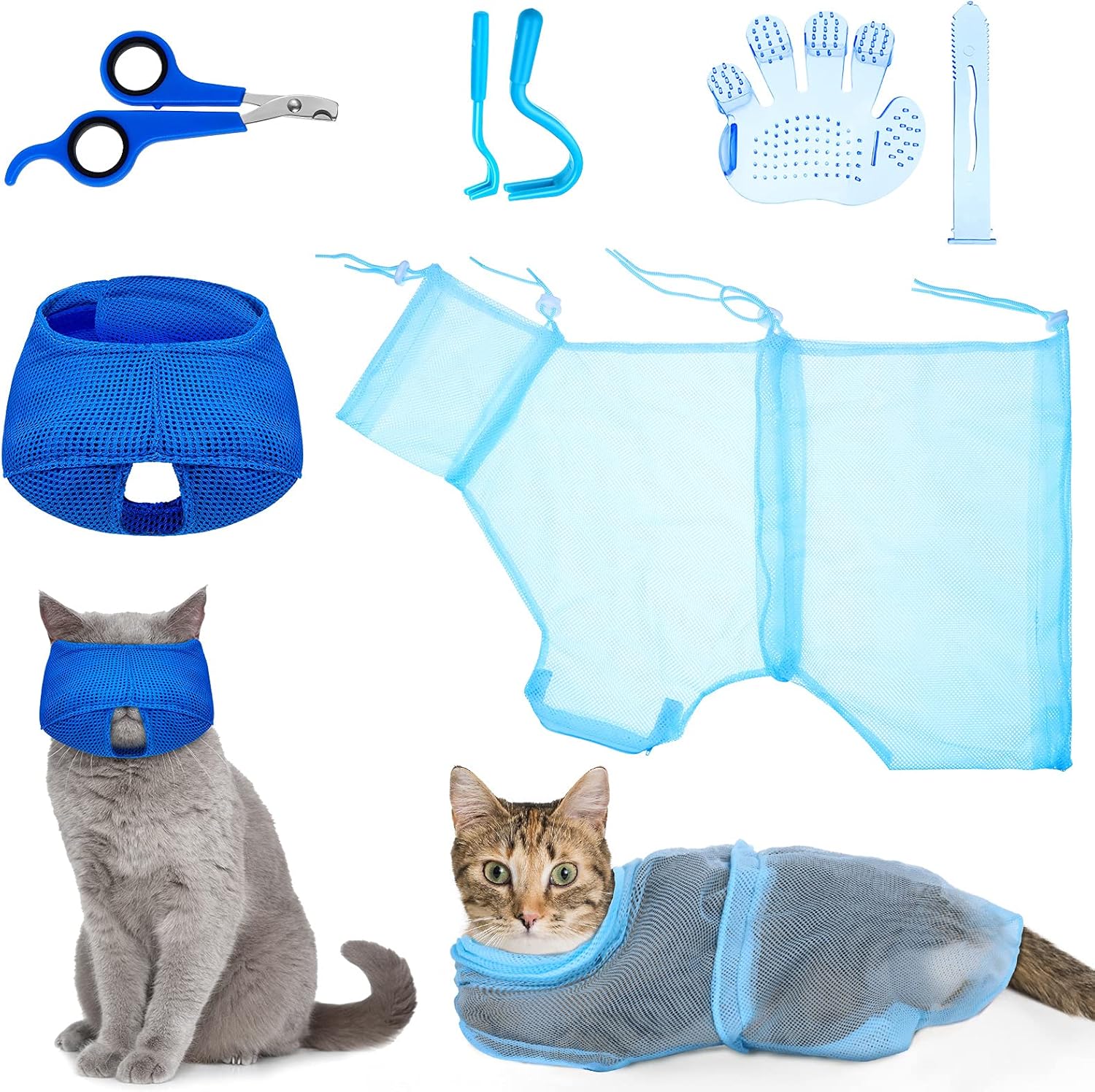 Patelai imported pink pet shower net package with complete grooming accessories
