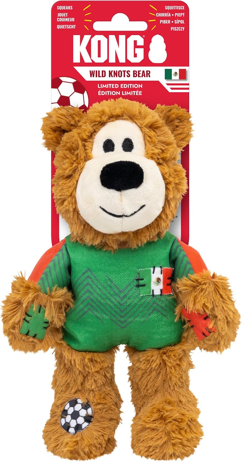 KONG Wild Knots Bear Soccer Player Dog Toy - USA - National Team Jersey Inspired - International Tournament Edition - Plush Rope Toy with Squeaker, Medium/Large - Image 12