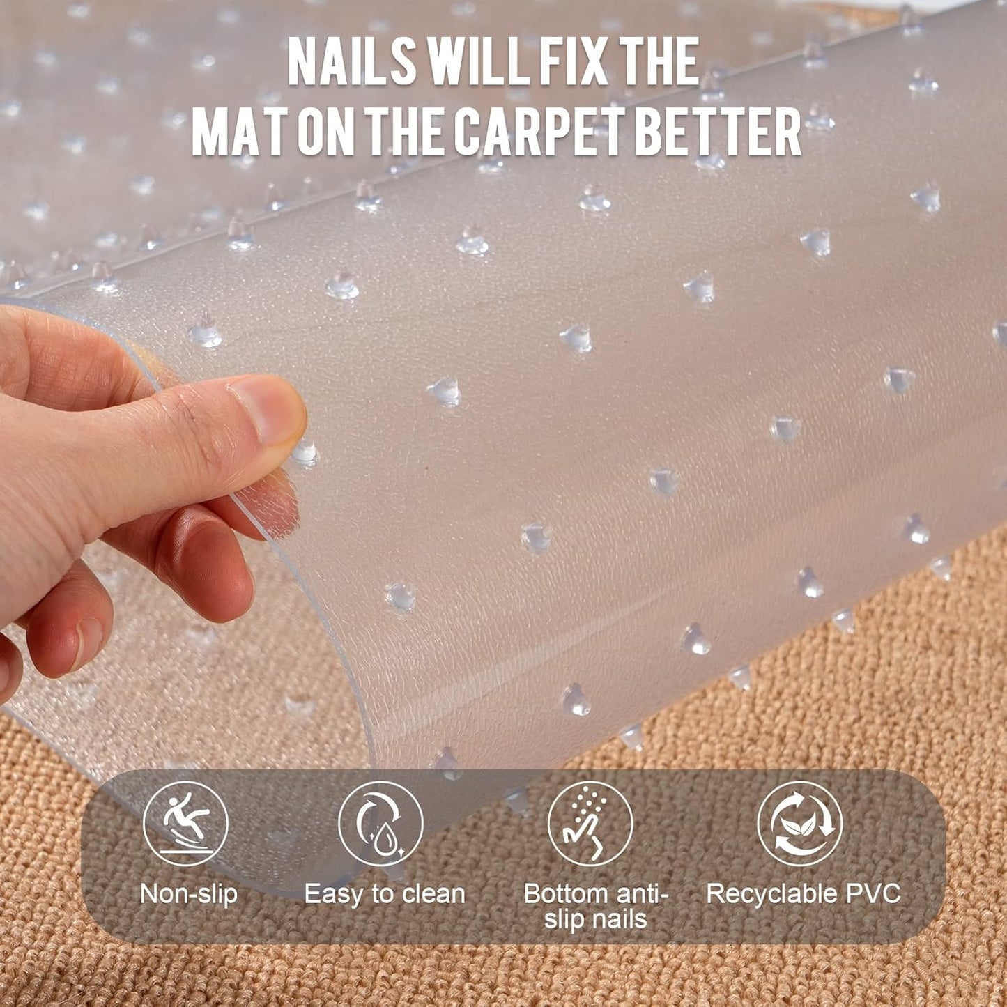 Cat proof carpet mat laying flat on floor