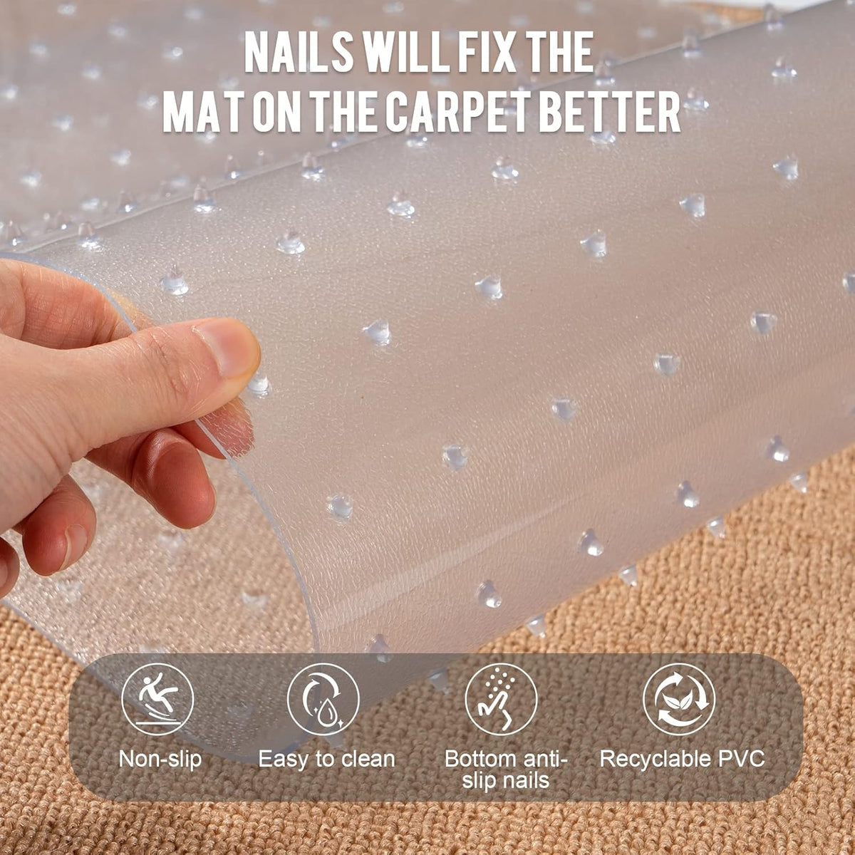 Cat proof carpet mat laying flat on floor