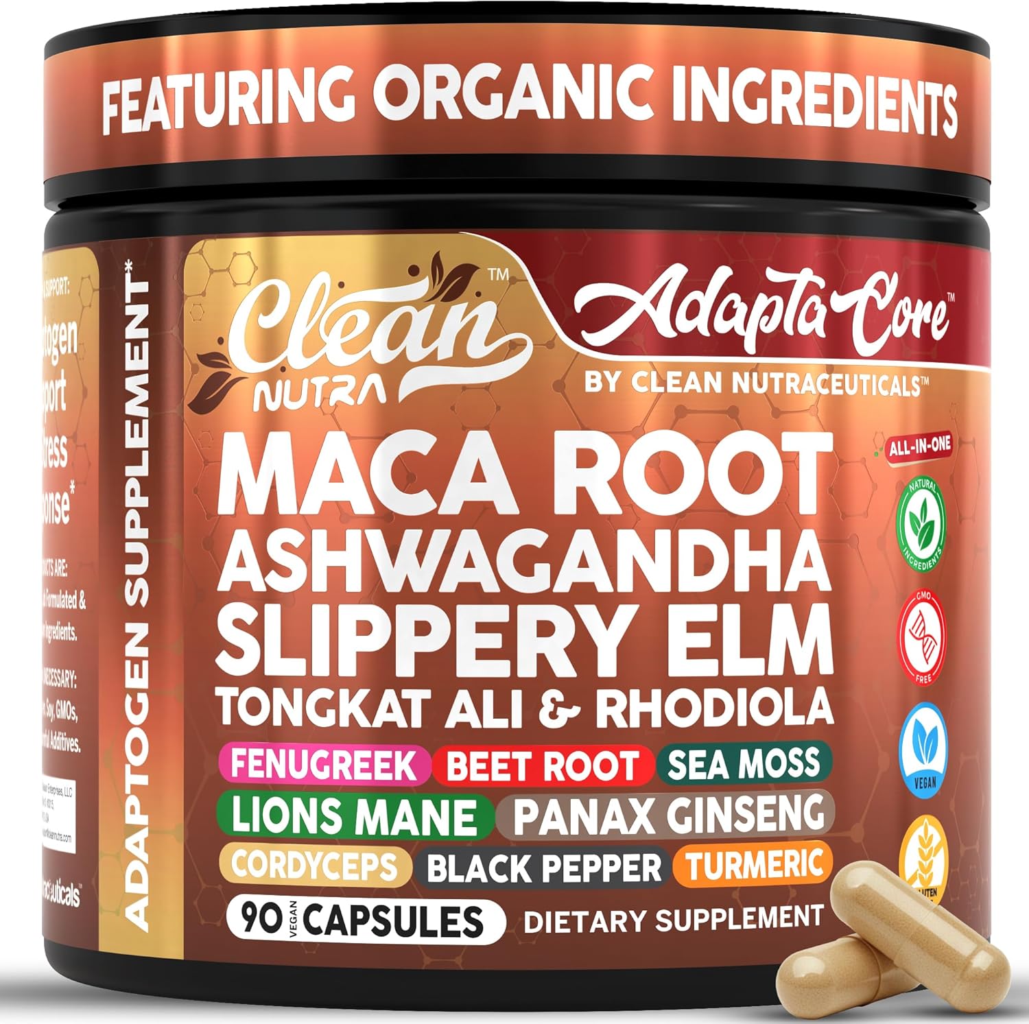 Clean Nutra Maca Root Capsules 90 count jar for women’s wellness