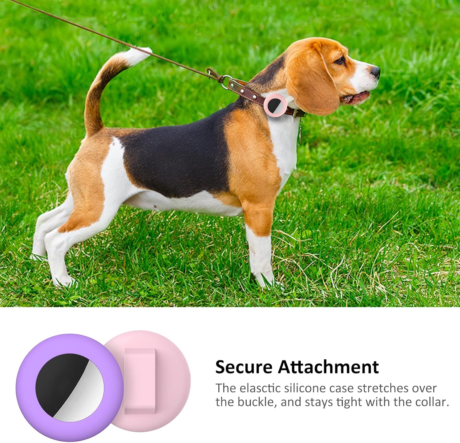 Close up look at the flexible and durable soft liquid silicone material of the pet tracker sleeve.