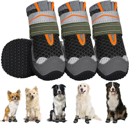 SlowTon Dog Shoes for Large Small Medium Dogs - Breathable Dog Boots for Summer Hot Pavement, Paw Protector for Outdoor Walking Winter Snow, Anti-Slip Rubber Dog Booties for Hardwood Floor (Green, 6) - Image 13