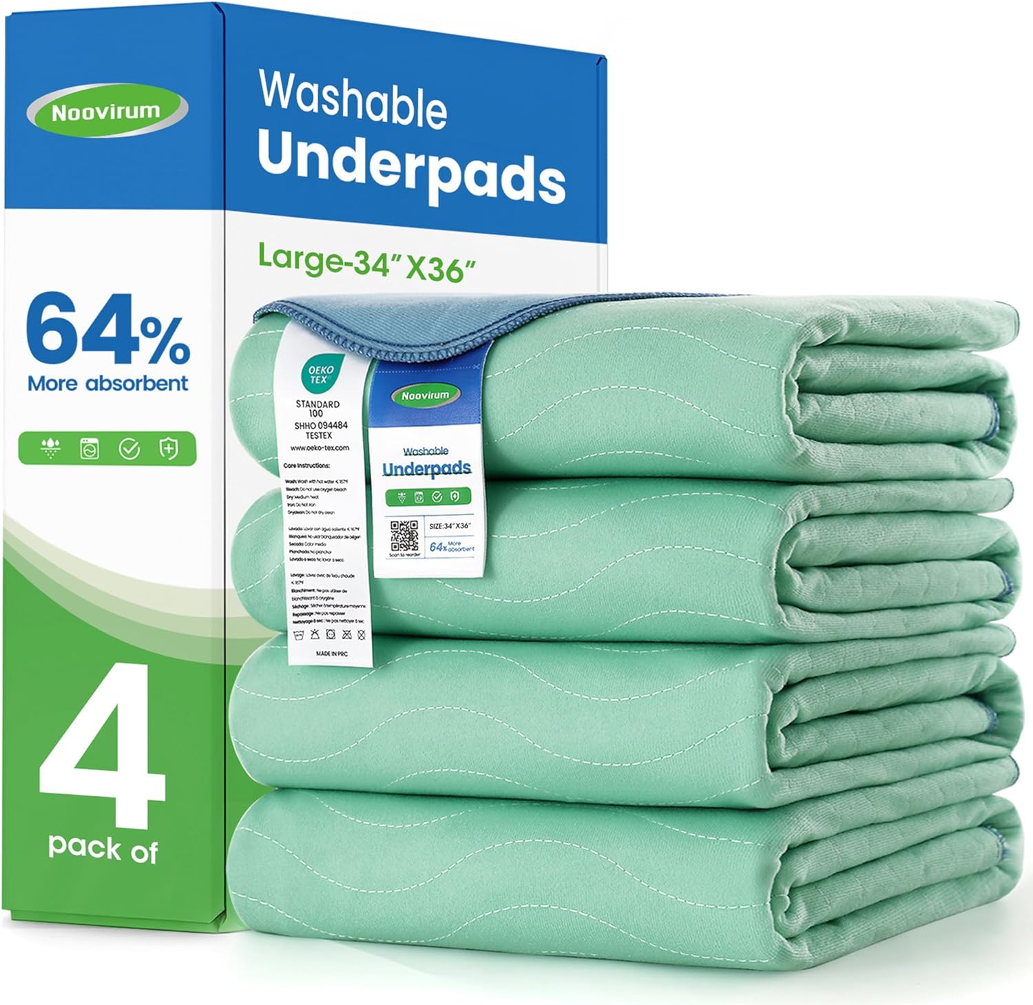 Noovirum washable underpads 4 pack front view packaging