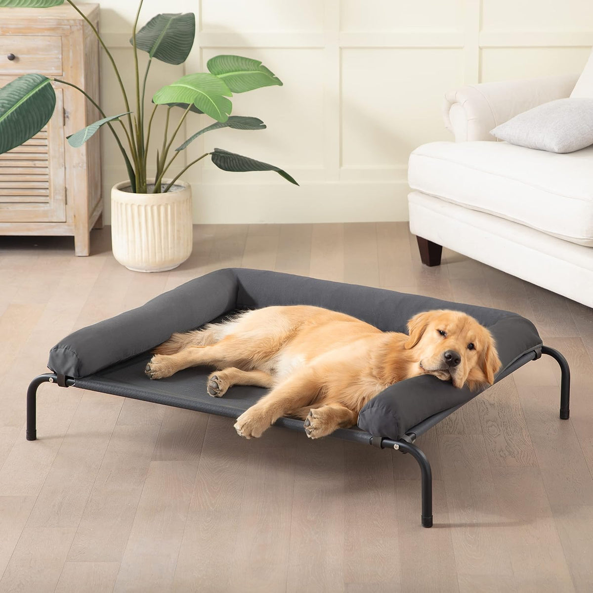 WESTERN HOME Cooling Elevated Dog Bed for Large Dogs, Portable Indoor & Outdoor Raised Dog Bed with Breathable Mesh, Chew Proof Pet Hammock Cots with Removable and Waterproof Bolsters - Image 1