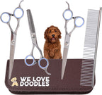 Dog Grooming Scissors Kit - Best Tools for Goldendoodles & Poodles - Straight, Curved & Thinning Shears - Professional Grade Stainless Steel, 4 Pc Set [We Love Doodles] - Image 9