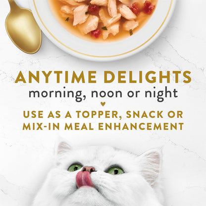 Gourmet cat food complement showing real salmon pieces and vegetable ingredients