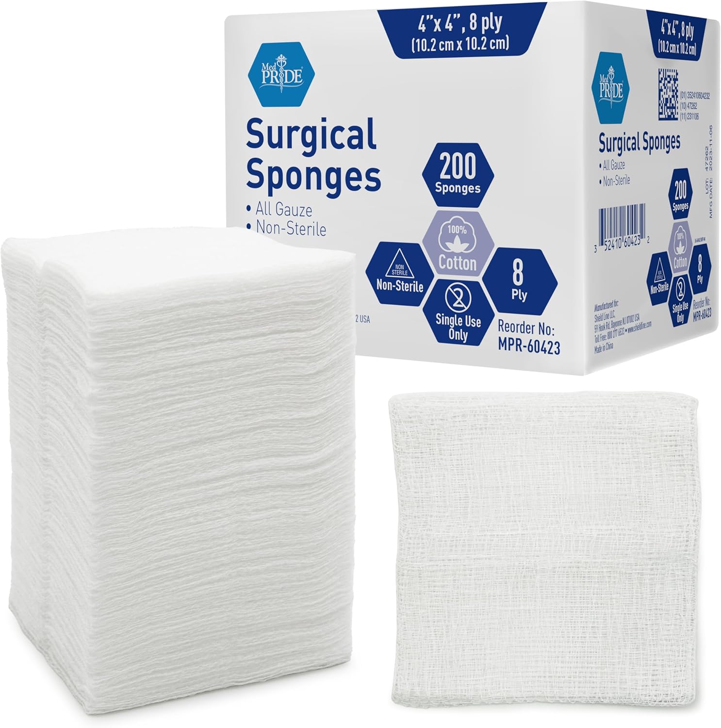 Med Pride surgical sponges 200 pack front view packaging box for wound care