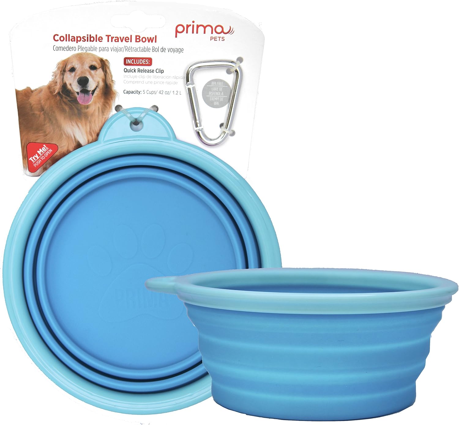 Prima Pet Expandable/ Collapsible Silicone Food & Water Travel Bowl with Clip for Small & Medium Dog and Cat, Size: 1.5 Cups (5.1 Inch Diameter Bowl) (AQUA) - Image 11