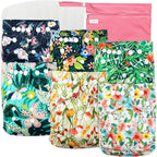 Leekalos reusable cloth diaper front view with floral pattern