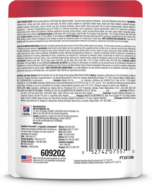 Hill's Science Diet chicken and vegetables stew dog food pouch 24 pack box