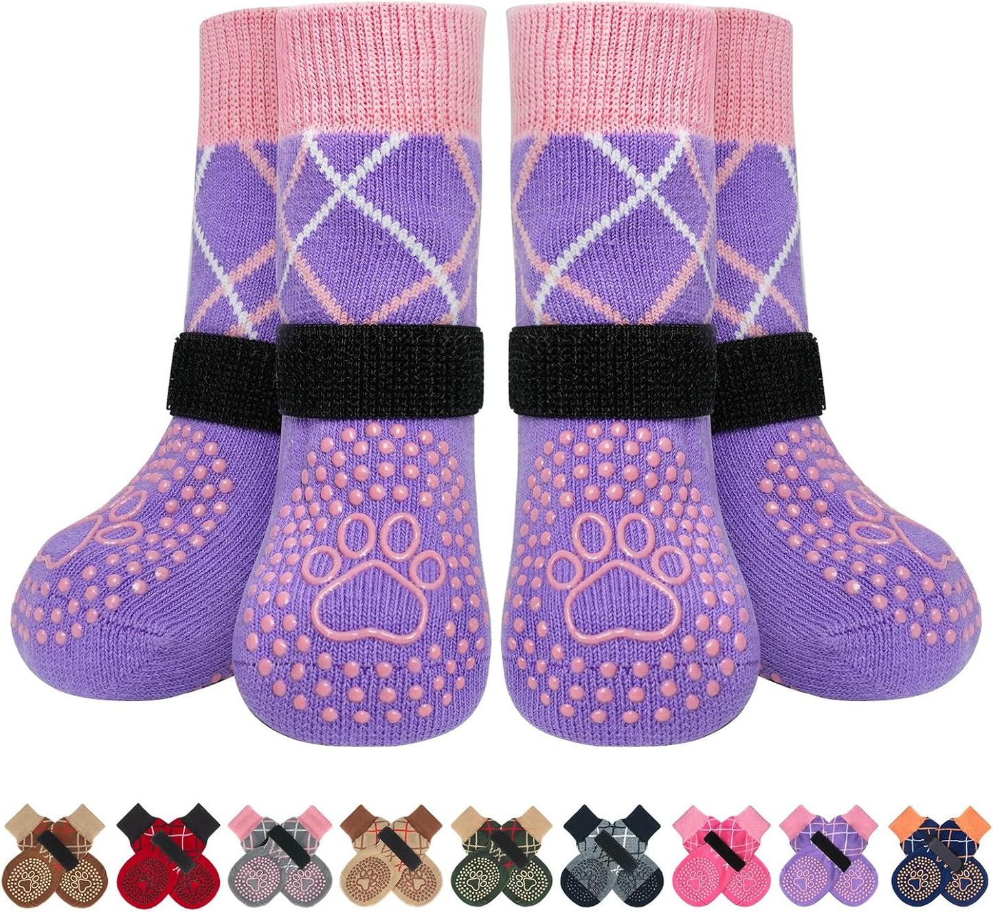 BEAUTYZOO 6PCS Dog Socks to Prevent Licking Paws for Cold Pavement, Winter Dog Shoes with Grippers for Hardwood Floors Anti Slip, Puppy Boots & Paw Protectors for Small Medium Large Senior Dogs, SM - Image 14