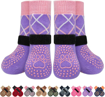 BEAUTYZOO 6PCS Dog Socks to Prevent Licking Paws for Cold Pavement, Winter Dog Shoes with Grippers for Hardwood Floors Anti Slip, Puppy Boots & Paw Protectors for Small Medium Large Senior Dogs, SM - Image 14