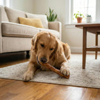 Long lasting salmon flavored heavy chewer dog rolls texture detail.