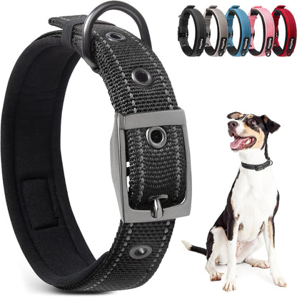 PetiFine Dog Collars for Medium Dogs, Neoprene Padded and Adjustable, Reflective Wide Heavy Duty Pet Collars with Durable Metal Belt Buckle for Walking, Red, M - Image 15