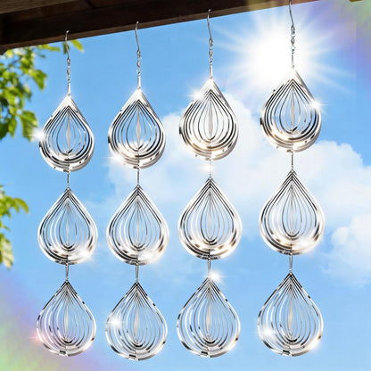Superlong stainless steel bird deterrent 3D wind spinners front view
