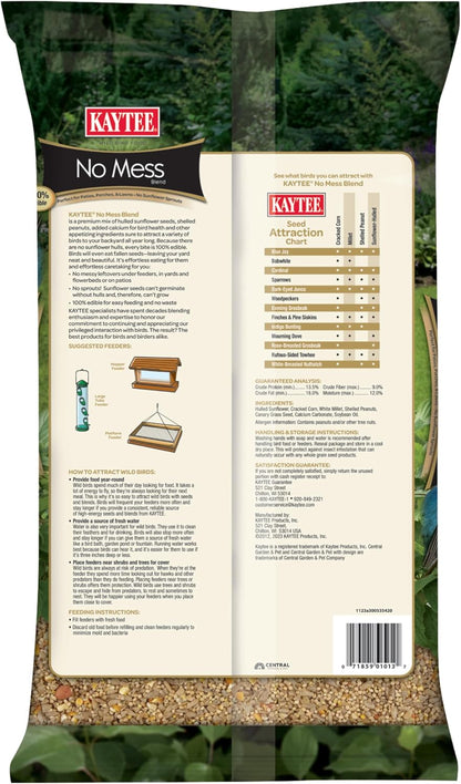 Back of Kaytee wild bird food bag with nutritional information