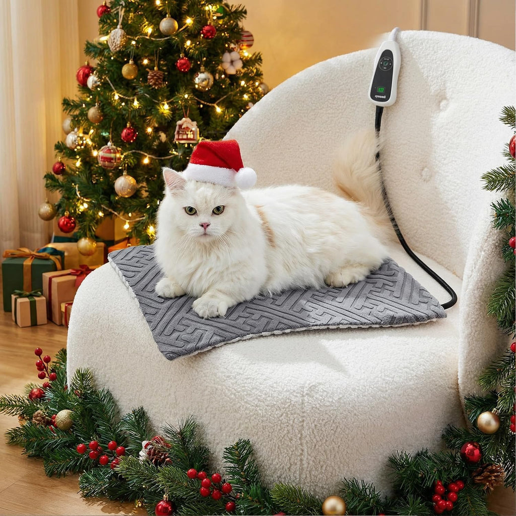 ZOMISIA Cat Heating Pad - 11 Adjustable Temperature and 25 Timer Options, Heated Cat Bed Indoor with Chew-Resistant Cord for Small Dogs, 18x18 Inch - Image 9