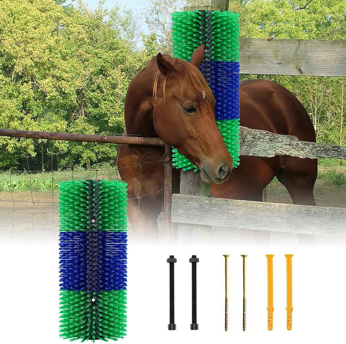 Pet Baby livestock scratching brush front view for horses and cattle