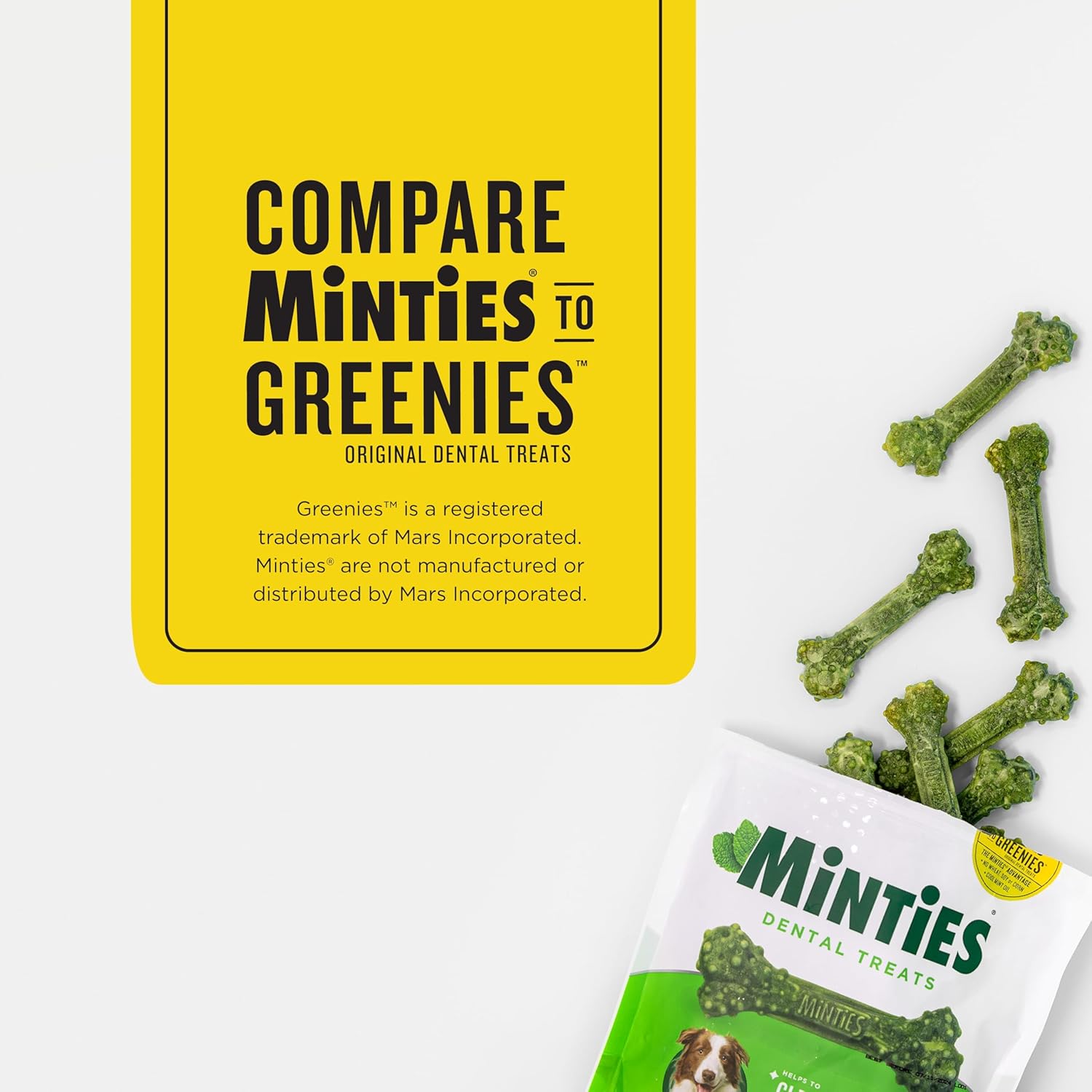 Minties vet recommended dog oral treats for plaque and tartar control close up look
