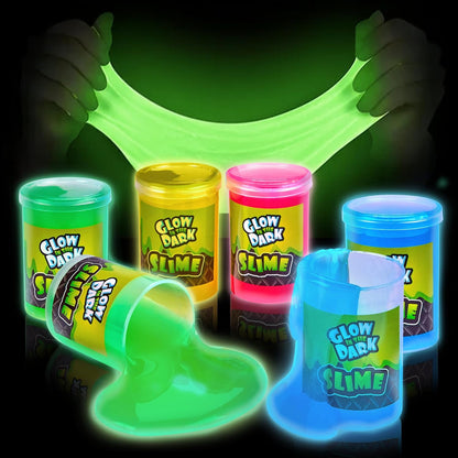 Playbees glow in the dark slime six pack front view of packaging