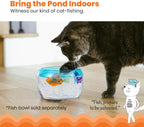 Catstages swimming electronic fish cat toys lighting up inside a clear water bowl.