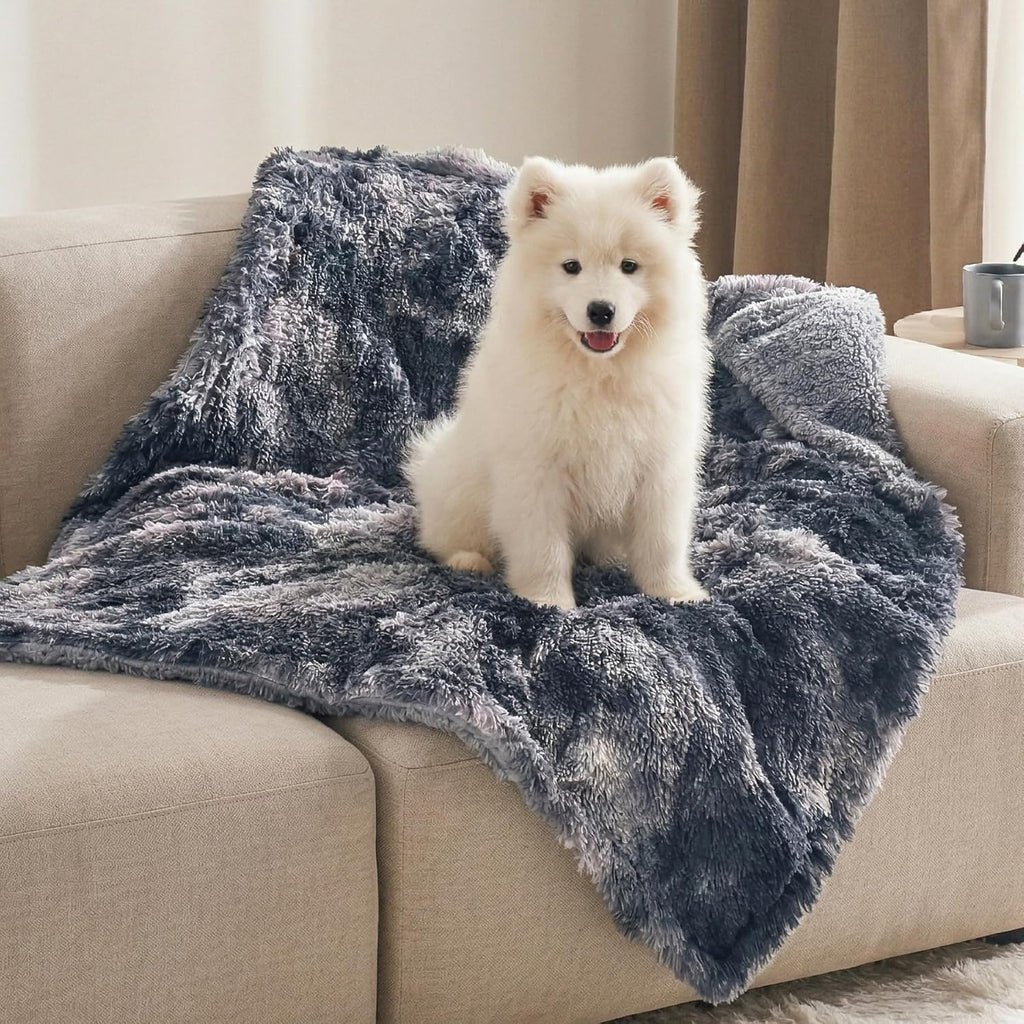 Bedsure Dog Blankets for Large Dogs, Fluffy Waterproof Dog Blanket for Couch Protector and Bed Washable, Fuzzy Faux Fur Pet Throw Blankets for Calming, Dog Accessories, XL, 50x60 inch, Tie-dye Grey - Image 12