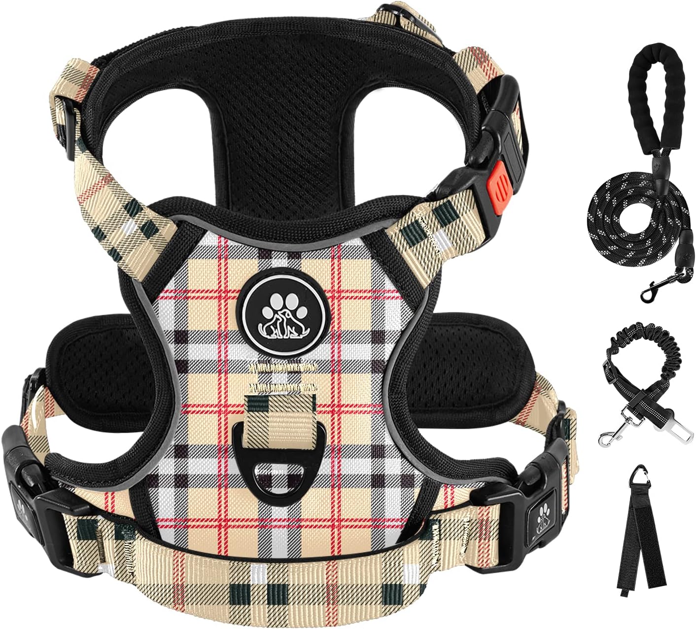 IVY&LANE No Pull Dog Harness for Medium Dogs, Dog Vest Harness with Leash, Safety Belt and Storage Strap, Fully Adjustable Harness, 360 degrees Reflective Strip, Soft Handle (Purple, M) - Image 10