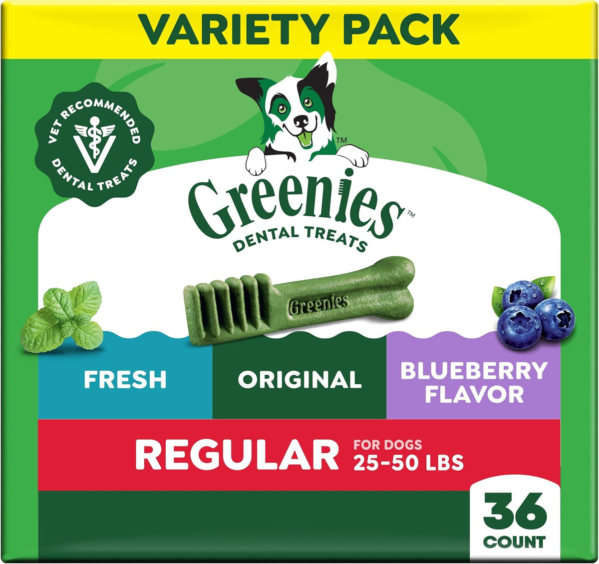 Greenies Veterinarian-Recommended Natural Dental Dog Treats, Dental Chews for Dogs, Regular Size, Variety Pack, (3) 12 oz. Packs, 36 Count - Image 14