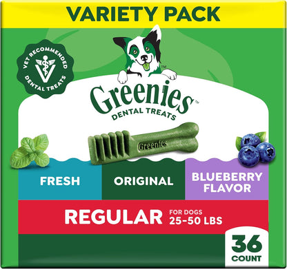 Greenies Veterinarian-Recommended Natural Dental Dog Treats, Dental Chews for Dogs, Regular Size, Variety Pack, (3) 12 oz. Packs, 36 Count - Image 14