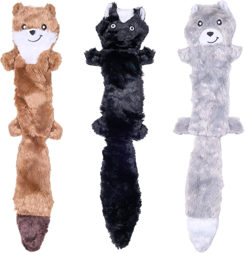 ZippyPaws Skinny Peltz - No Stuffing Dog Toy Pack to Keep Them Busy, for Medium and Large Dogs, Squeaky Pet Toys, Unstuffed Chew Toys, Soft Plush Variety Pack, Fox, Raccoon, and Squirrel - 18" - Image 9