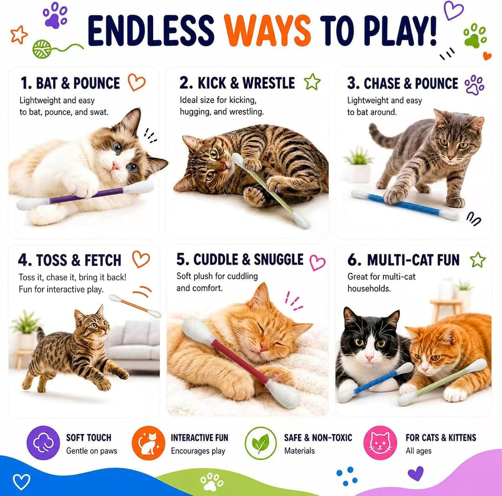 Set of 6 cat interactive toys with organic catnip