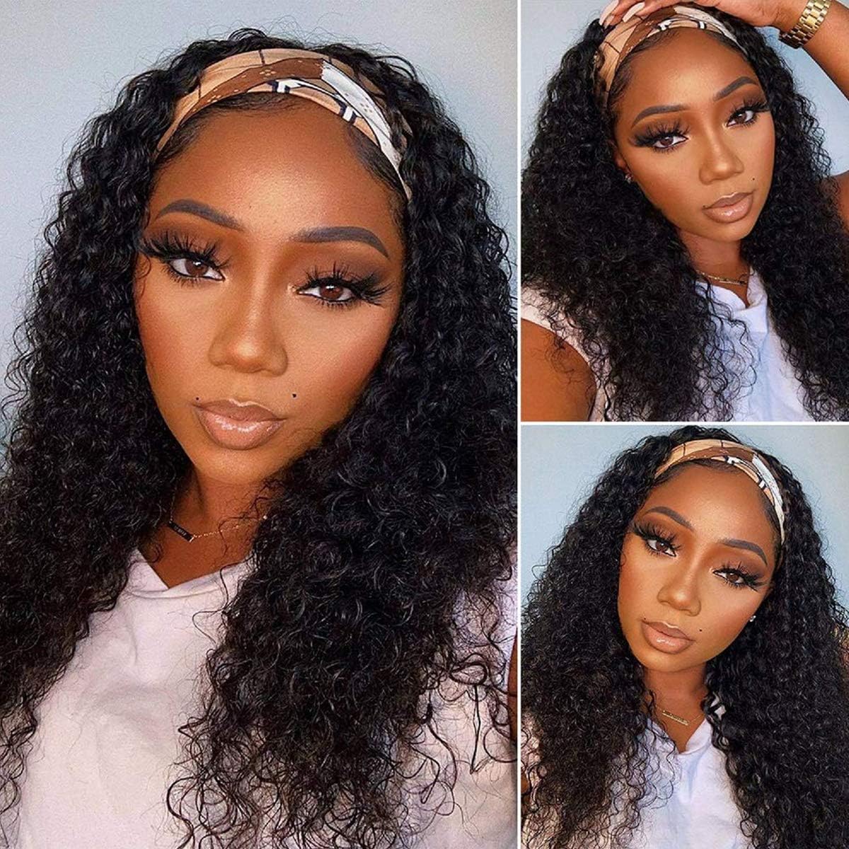 Celiarita headband wig deep wave 18 inch front view showcasing premium curly human hair texture