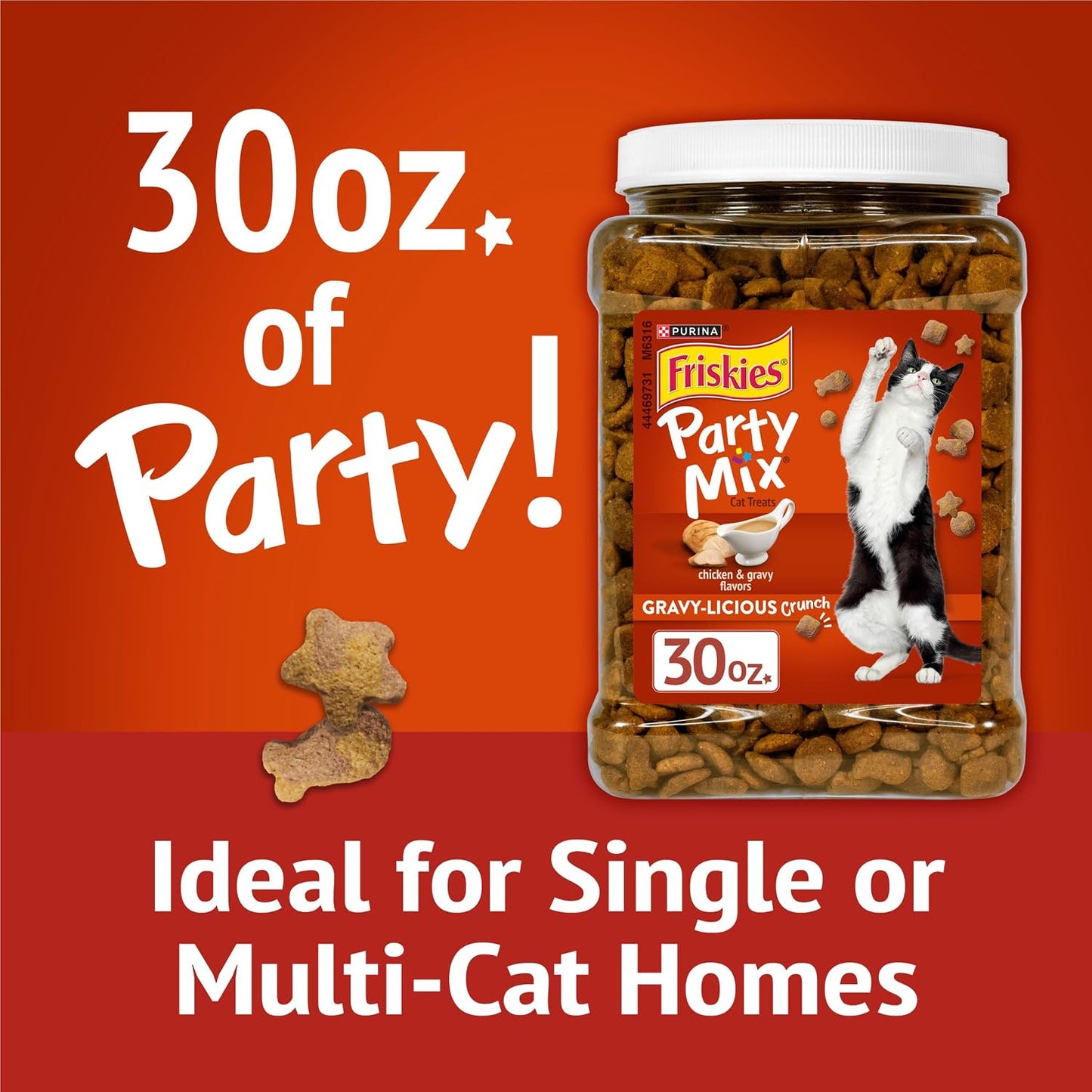 Premium crunchy cat treats with under two calories per piece for adult cats.