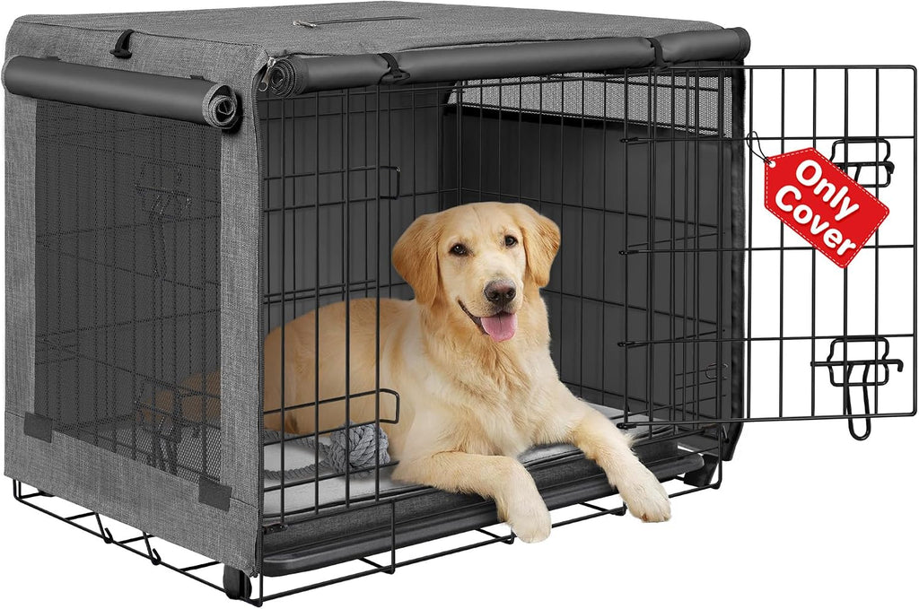 Seiyierr anxiety reducing grey pet crate fabric enclosure lifestyle