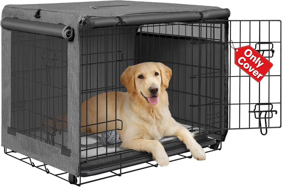 Seiyierr anxiety reducing grey pet crate fabric enclosure lifestyle
