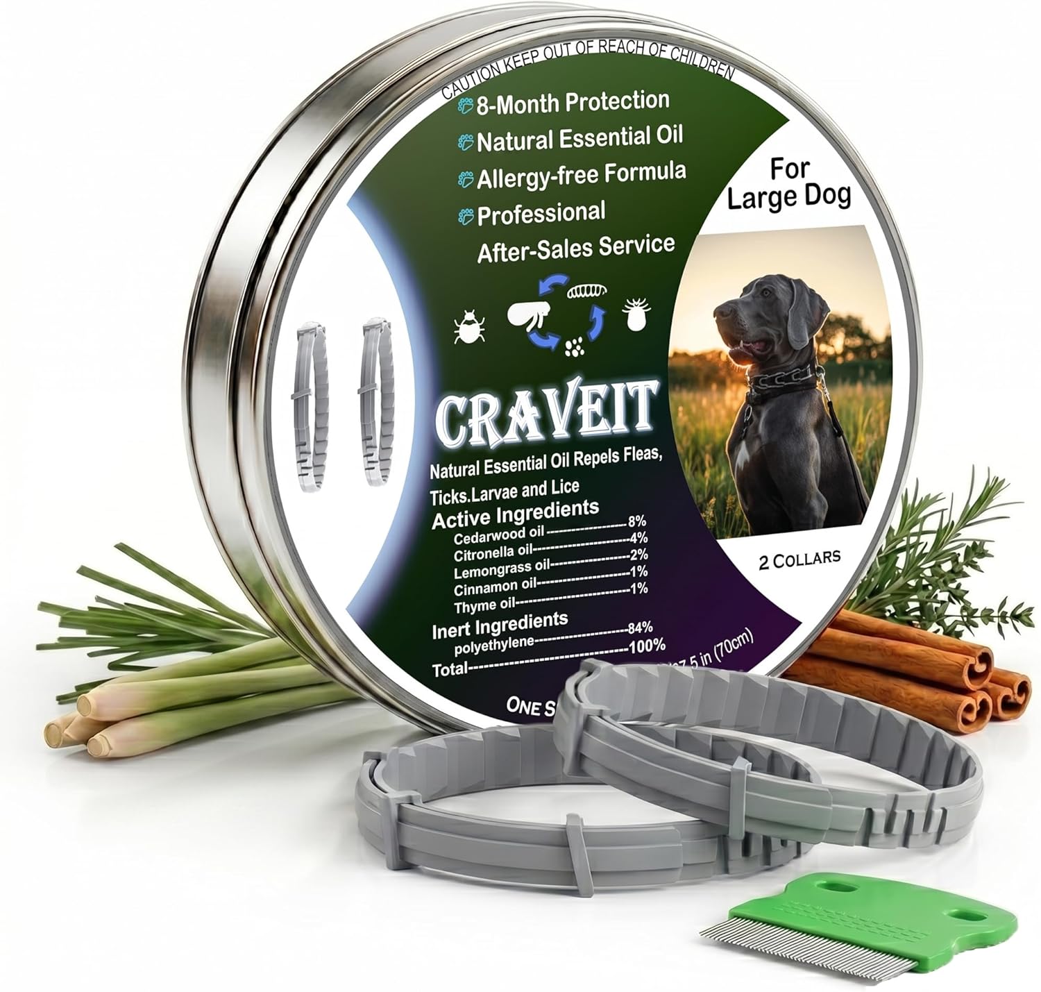 Craveit dog flea collar 2 pack packaging front view