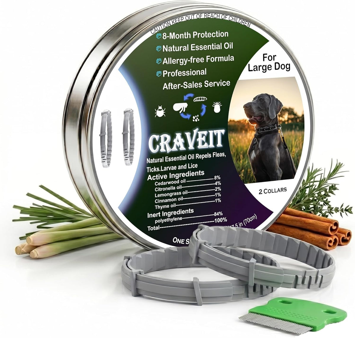 Craveit dog flea collar 2 pack packaging front view