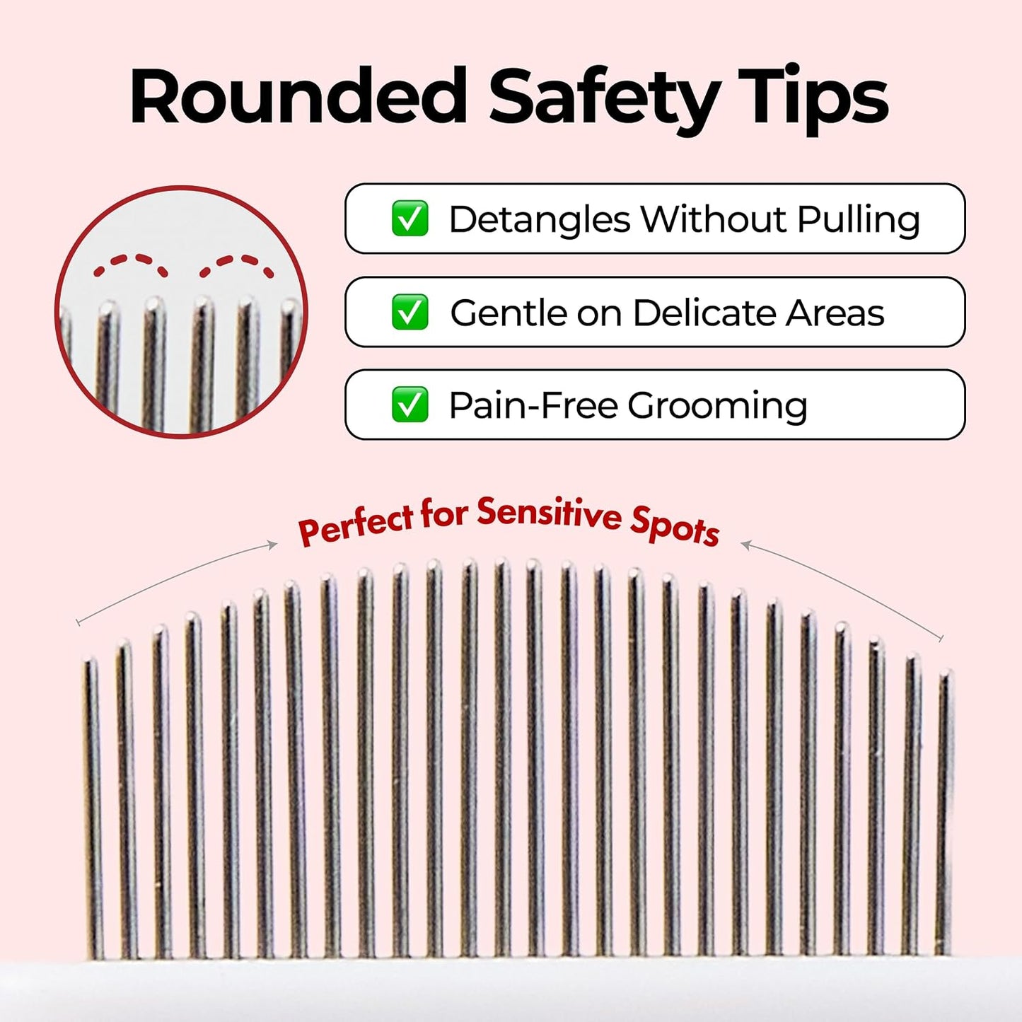 Pet owner using Jayu Pet comb on a dog eye area.