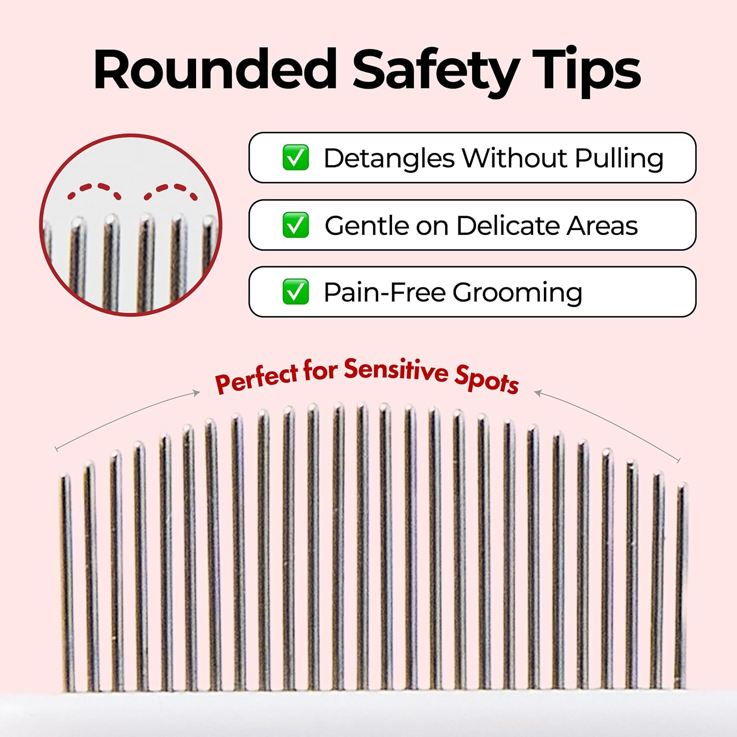 Pet owner using Jayu Pet comb on a dog eye area.