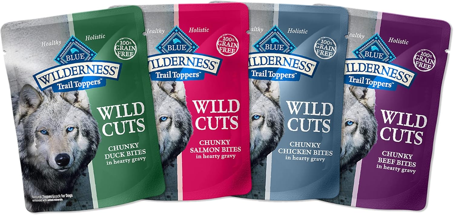 Blue Buffalo Wilderness Trail Toppers Wild Cuts Chicken & Beef Variety Pack, Natural Wet Dog Food Made with Natural Ingredients, Protein-Rich & Grain-Free Recipes, 3-oz. Each (12 Pouches) - Image 12