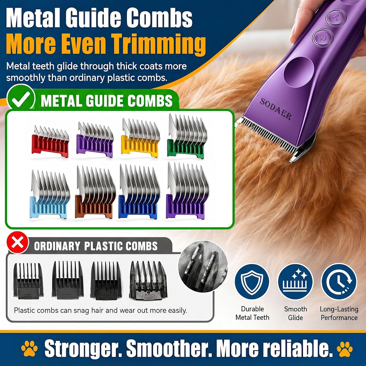 Purabelle pet hair trimmer close up view highlighting digital LED display screen.