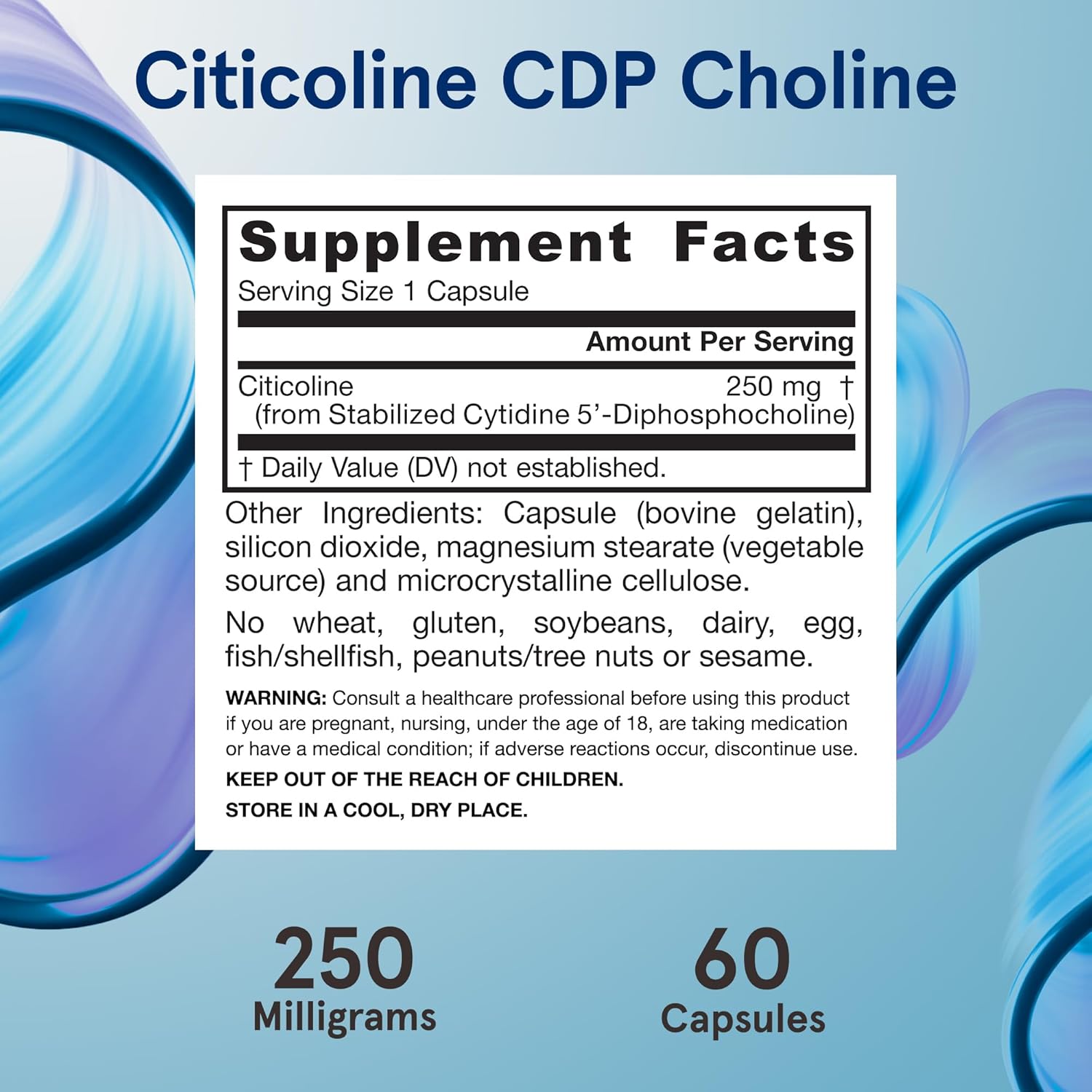USA imported Jarrow Formulas CDP Choline daily brain energy support dietary supplement bottle.