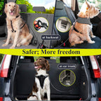 Dog securely fastened with Vivaglory heavy duty seat belt in car