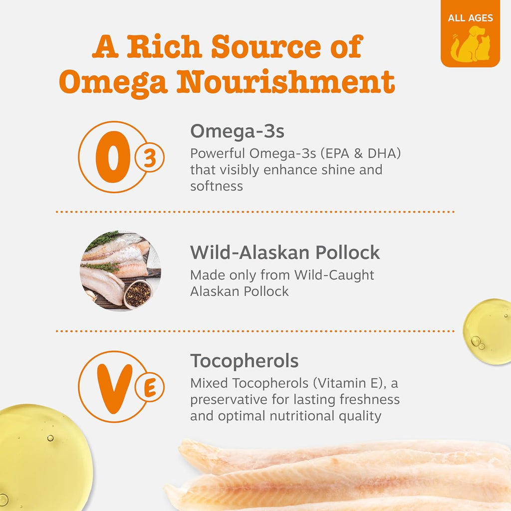 Omega 3 pet supplement for dogs and cats skin and coat health