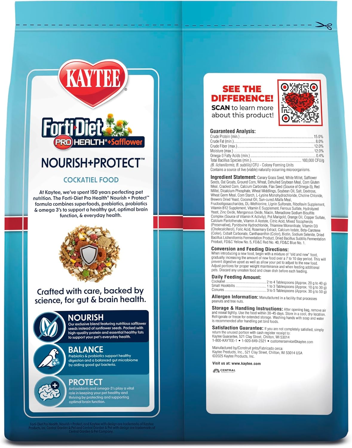 Kaytee Forti-Diet Pro Health+Safflower Nourish+Protect Cockatiel Food, Supports Breeding and Molting, Nutrition Backed by Science, Digestive and Brain Health, 4 pounds - Image 12