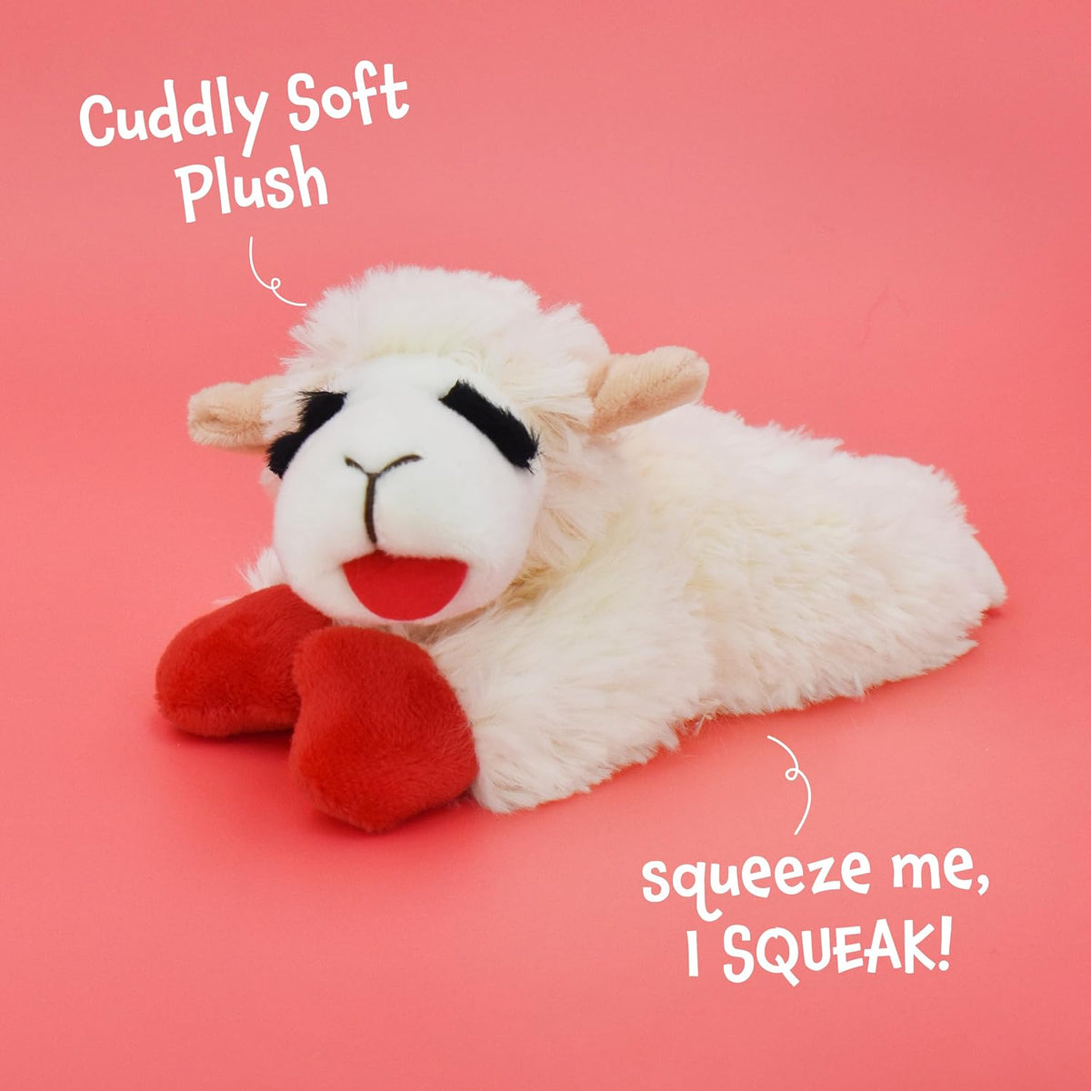 Multipet soft polyester squeaker lamb dog toy for puppy cuddling