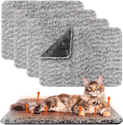 Drydiet 4 Pack Self Warming Cat Pads Self Heating Cat Mat Washable Homeless Dogs Thermal Pads Kennel Pad Reflects Body Heat Warm Crate Bed Mat for Indoor Outdoor Pet(Gray,16 x 20 Inch) - Image 11