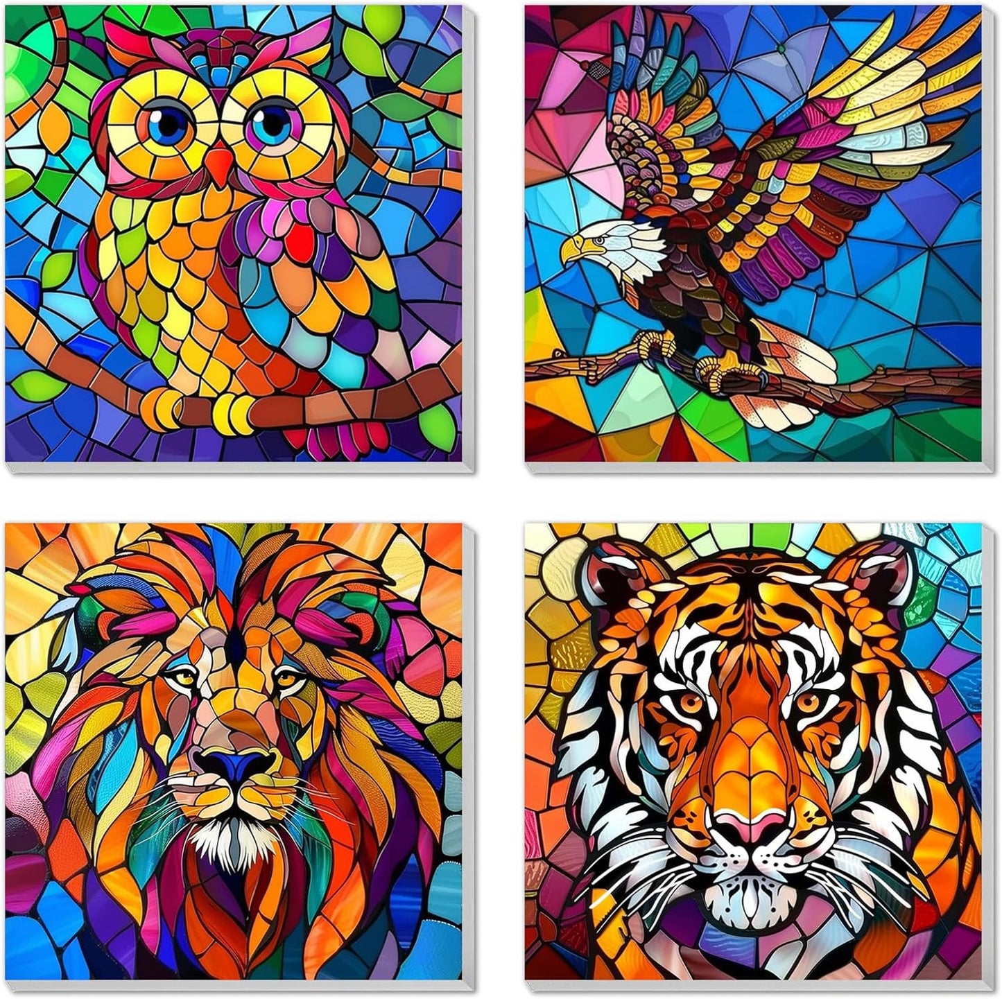Amlivo 4 pack paint by numbers kit for kids front view showing animal canvas packages
